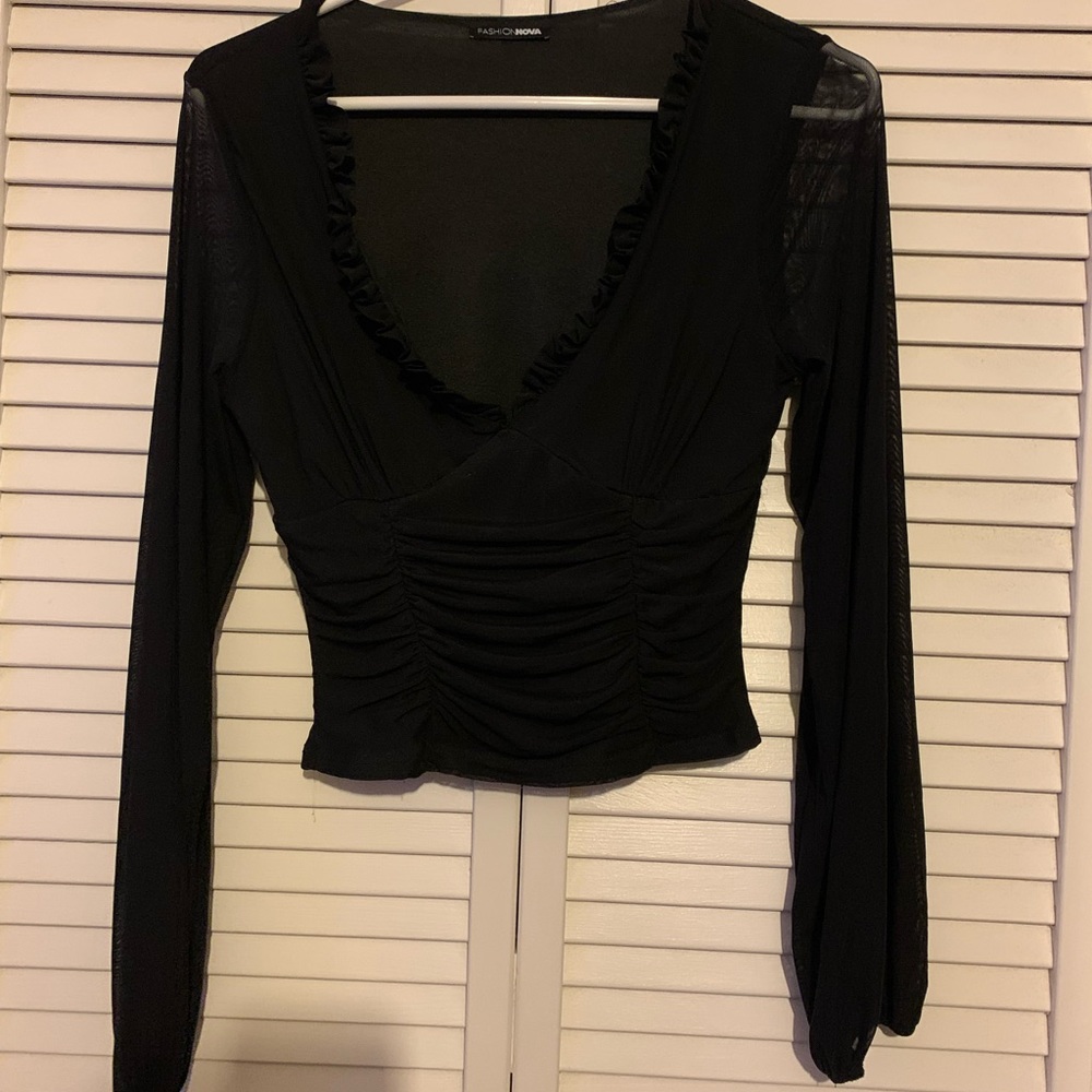 SHEIN Black Long Sleeve Top Size L